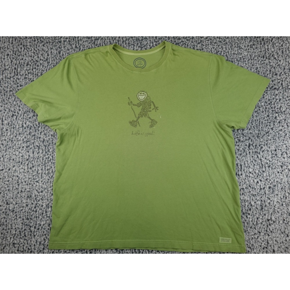 Life is Good T-Shirt Mens XXL Green Hiking Jake 20 Years Graphic Tee